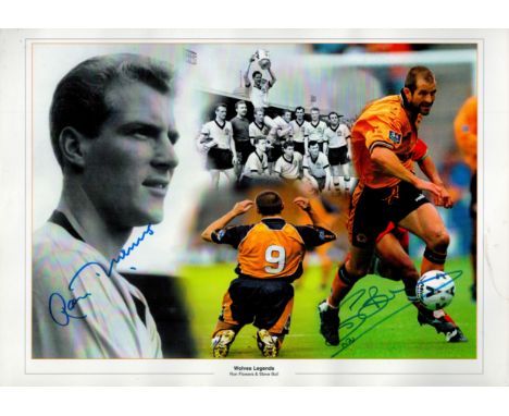 Football Wolves Legends Ron Flowers and Steve Bull signed 16x12 colourised print. Good Condition. All autographs come with a 