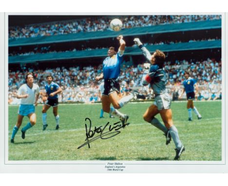 Football Peter Shilton signed 16x12 England v Argentina 1986 World Cup colour print. Good Condition. All autographs come with