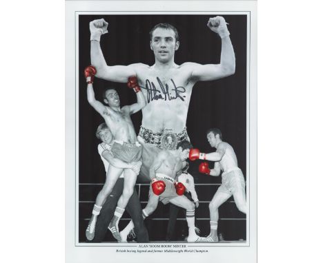 Boxing Alan Boom Boom Minter signed 16x12 colourised montage print. Good Condition. All autographs come with a Certificate of