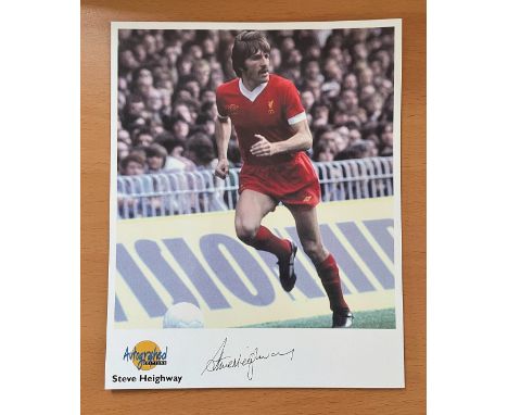 Football. Steve Heighway Signed 10x8 colour Autographed Editions page. Bio description on the rear. Photo shows Heighway in a