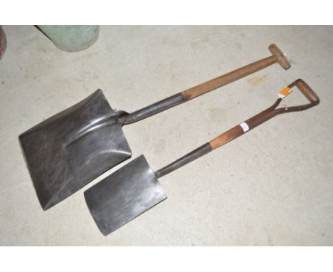 A Vintage spade and shovel