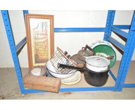 A quantity of various enamel and other kitchenalia etc.