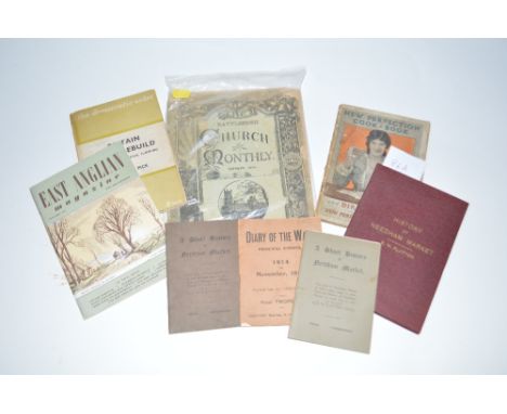 Various vintage books including three books on the History of Needham Market, Diary of the War 1914 to November 1918, Britain
