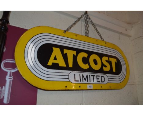 An enamel "Atcost Limited." oval advertising sign, 12ins x 30ins approx. in extremes