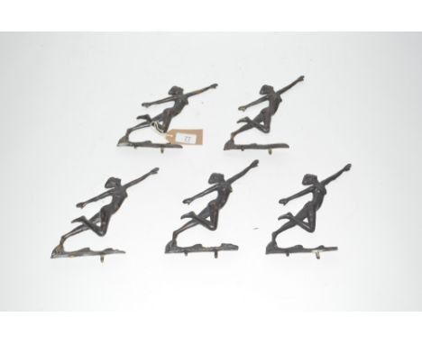 Five Art Deco bronze dancing girl figures