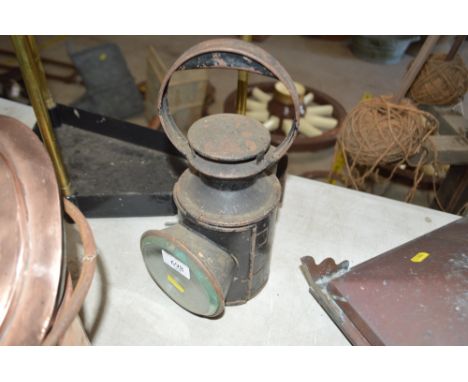 A painted metal Railway lamp