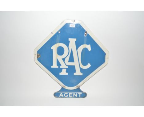 A RAC Agent enamel advertising sign, 25.5ins high x 23ins wide overall approx.