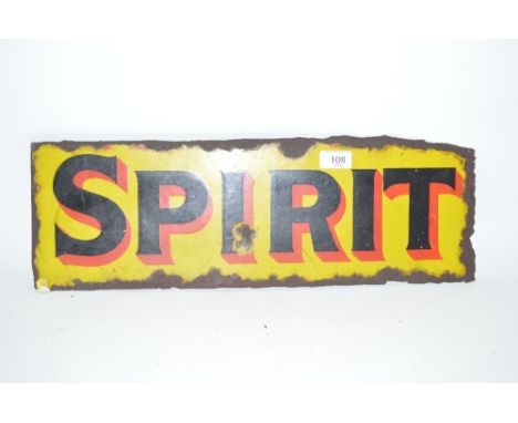 A double sided&nbsp;enamel "Spirit" sign, 21ins x 7ins aprrox.