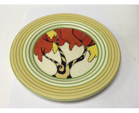 A Clarice Cliff plate decorated in the Honolulu pattern 20 cm
