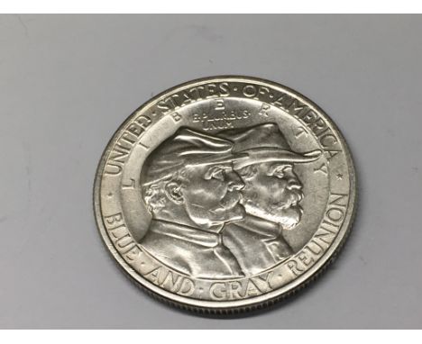 A Rare American commemorative dollar coin. The Battle of Gettysburg. Designed by Frank Vittor. Note.Two United States Civil W