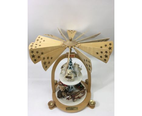 A large, limited edition Steiff 'Christmas Pyramid' model, set applied with small plush bears and a reindeer.Number 10/1000, 