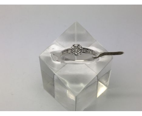 A fancy diamond set ring in white gold, approx 3.1g and approx size R-S.