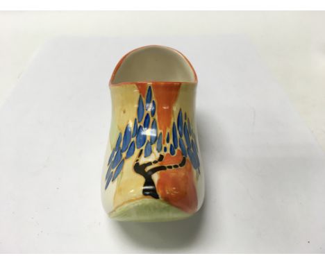 A Clarice Cliff clog decorated in the windbells pattern 10 cm