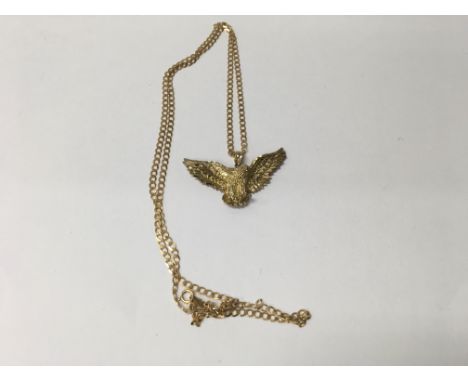 A 9 ct gold pendant in the form of a eagle on attached gold chain 8.5 grams