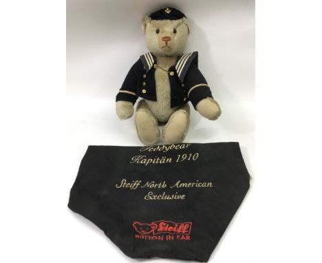 A large Steiff 'Captain' bear, circa 1980 North American Exclusive of an earlier Edwardian bear.Light plush with jointed limb