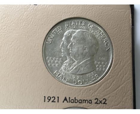 A rare American 1921 half dollar commemorative coin Alabama Centennial 2x2. designed by Laura G Fraser. and 1921 Alabama half