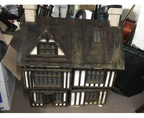 Tudor , beamed, Thatched cottage dolls house, made by Stubbs, wired up for lighting , untested, size approximately 1000mm x 9