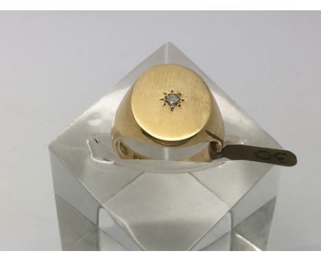 A gents heavy 18ct gold diamond set ring, approx 15g and approx size Q-R.