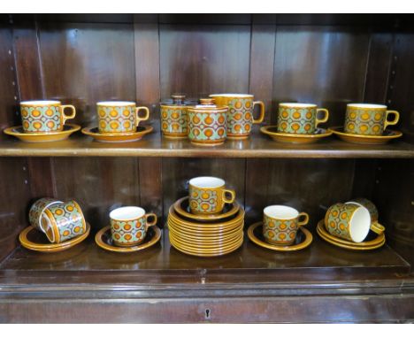 A Hornsea Bronte pattern tea service in brown and green, 36 pieces