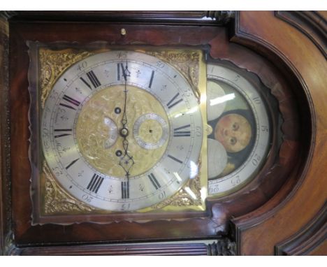 A late George III crossbanded mahogany longcase clock,inscribed Edmund Martin, London, the swanneck pediment and reeded colum
