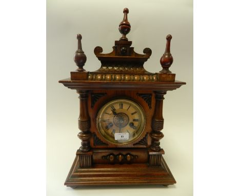 An Art Nouveau period German mantel timepiece with eight day movement Roman numerals 