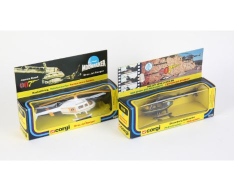 James Bond - Two 007 Vintage Corgi Helicopter models. Includes No. 926 ' Stromberg Helicopter ' from The Spy Who Loved Me and