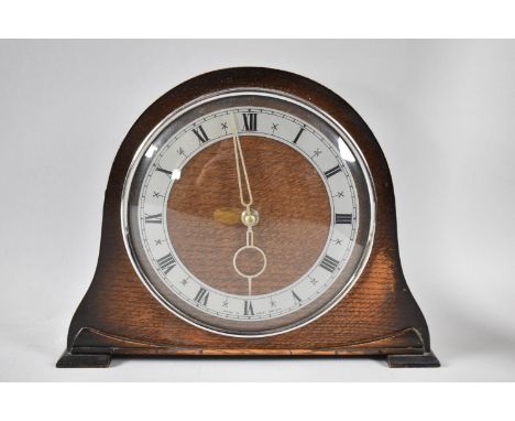 A Mid 20th Century Oak Mantle Clock, Movement Requires Attention, 25cm wide 