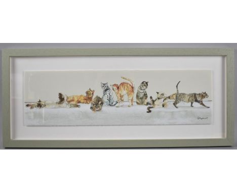 A Framed Modern Print Depicting Cats, After G Tapner, 50x14cm 
