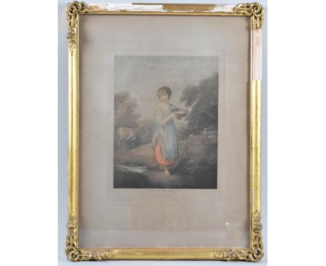 A Gilt Framed Print After Gainsbourgh, "Lavinia", 16x21cm 