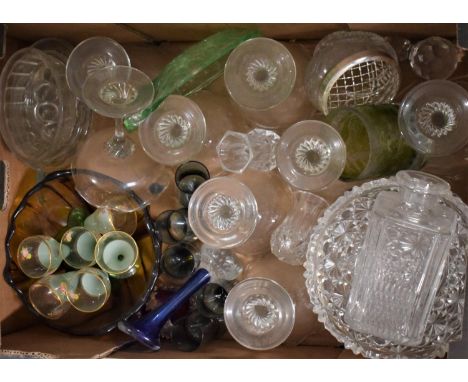 A Box of Coloured and Plain Glassware 