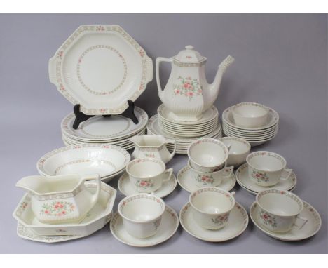 A Adam Roseway Pattern Part Dinner And Tea Service To Comprise Of Tea Pot, Plate, Saucers, Side Plates, Cups and Bowls ect. 