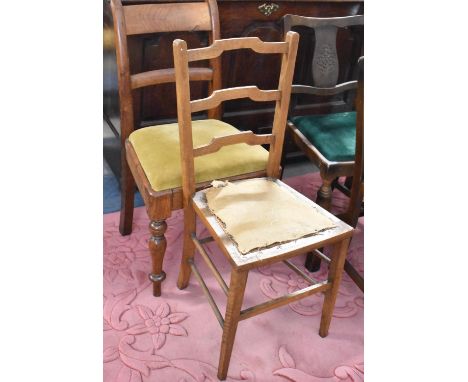 A Ladder Backed Cane Seated Ladies Side Chair and a 19th Century Bar Backed Chair 
