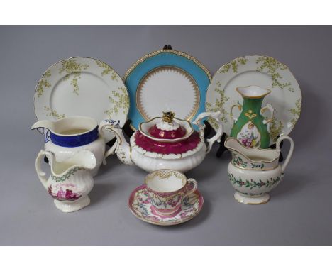 A Collection of Various Continental and English 19th Century and later Ceramics to comprise Teapot, Cabinet Plates, Cup and S