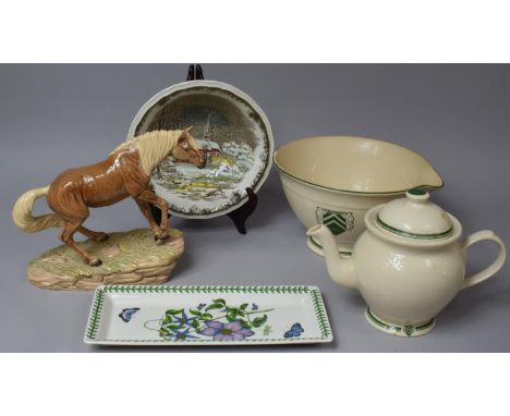 A Collection of China to comprise the 1869 Victorian Pottery Mixing Bowl and Teapot together with a Rectangular Portmeirion B
