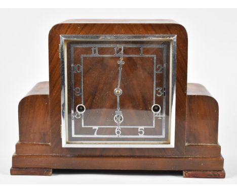 An Art Deco Westminster Chime Mantle Clock, Missing Pendulum, 31cm wide 