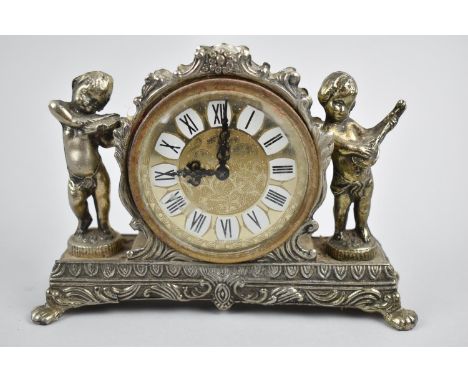 A Mid 20th Century Figural Mantle Clock by Splendex, 17cm wide 