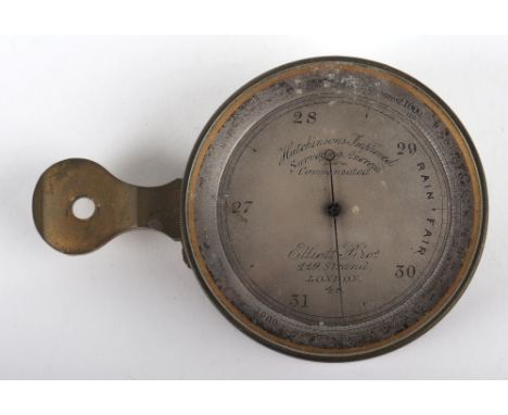A late 19th/early 20th century pocket barometer, Elliot Bros, Hutchinsons Improved Surverying Aneroid Barometer, silvered dia