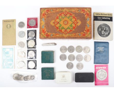 A selection of GB and world coins, including three 1964 USA Half Dollars, 1937 Crown, three Lebanese 50 Piastres, Victoria Go