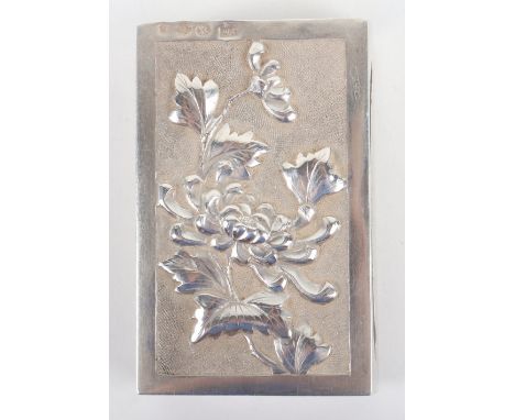 A Chinese silver matchbox case, Wang Hing, Shanghai, London import marks, decorated with chrysanthemums and foliate-scroll, 3