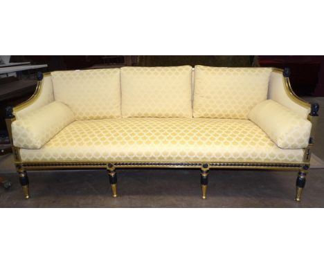 *Please note, all starred lots are sold at no reserve.*A good-quality 19th century French gilded and ebonised settee in the L