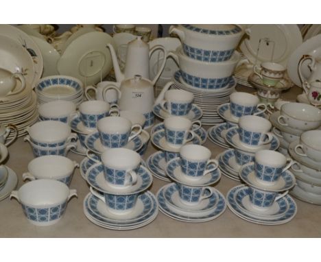 A Royal Tuscan Charade pattern dinner, tea and coffee service, for six, including two tureens