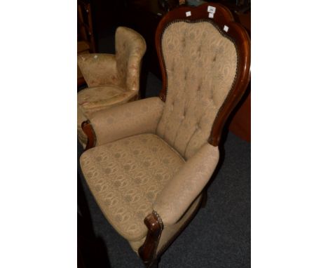 A Victorian style mahogany button back side chair, c.1940