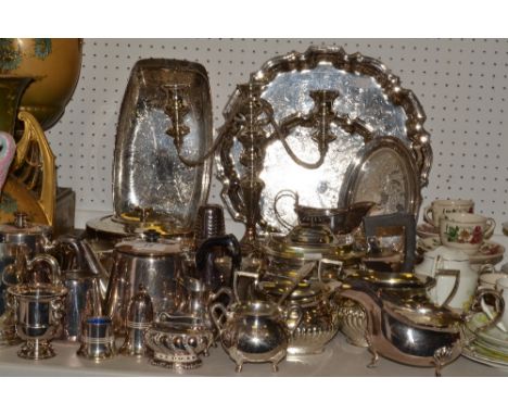 Silver Plated Ware - a three piece boat shaped half fluted tea service;   an oval entree dish;  a sauce boat;  hotel ware;  e