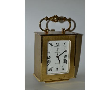 A Walker and Hall brass electronic carriage clock, Roman numerals, rectangular dial, 10.5cm high