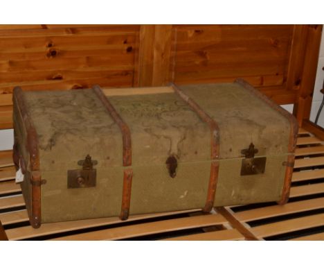 Vintage Luggage - an early 20th century canvas covered travelling trunk