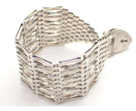 Silver ten bar gate bracelet