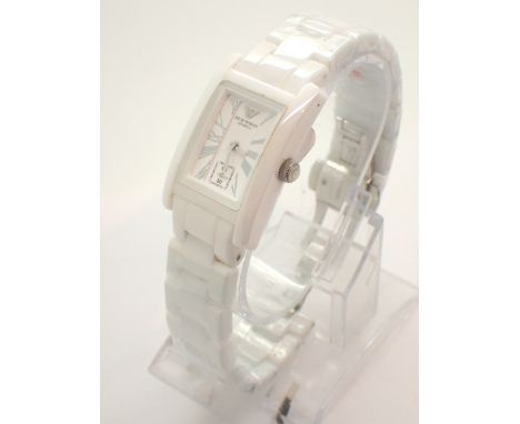 Gents white ceramic Emporio Armani wristwatch fully serviced 