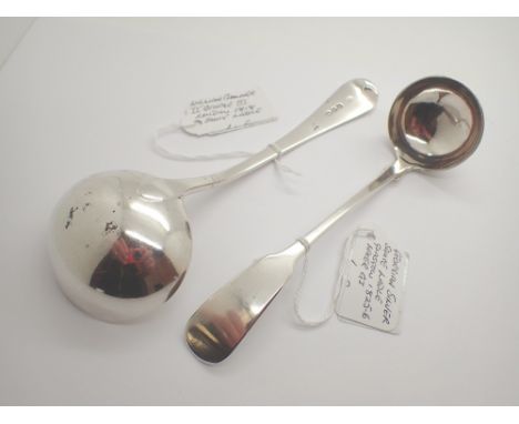 Georgian Scottish silver sauce ladle hallmarked Glasgow 1825 and a Georgian silver sauce ladle assay London 1818 William Chan