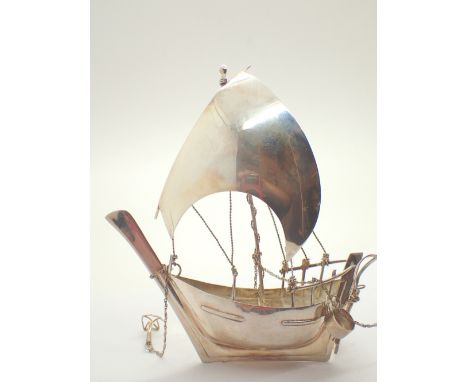 White metal decorative model of a sailing boat