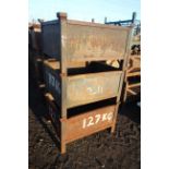 3x metal stillages with sheet metal sides, approx. 34" deep x 40" wide x 26" high. V